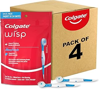 Colgate Max Fresh Wisp Disposable Mini Travel Toothbrushes, Peppermint, 24 Count (Pack of 4)