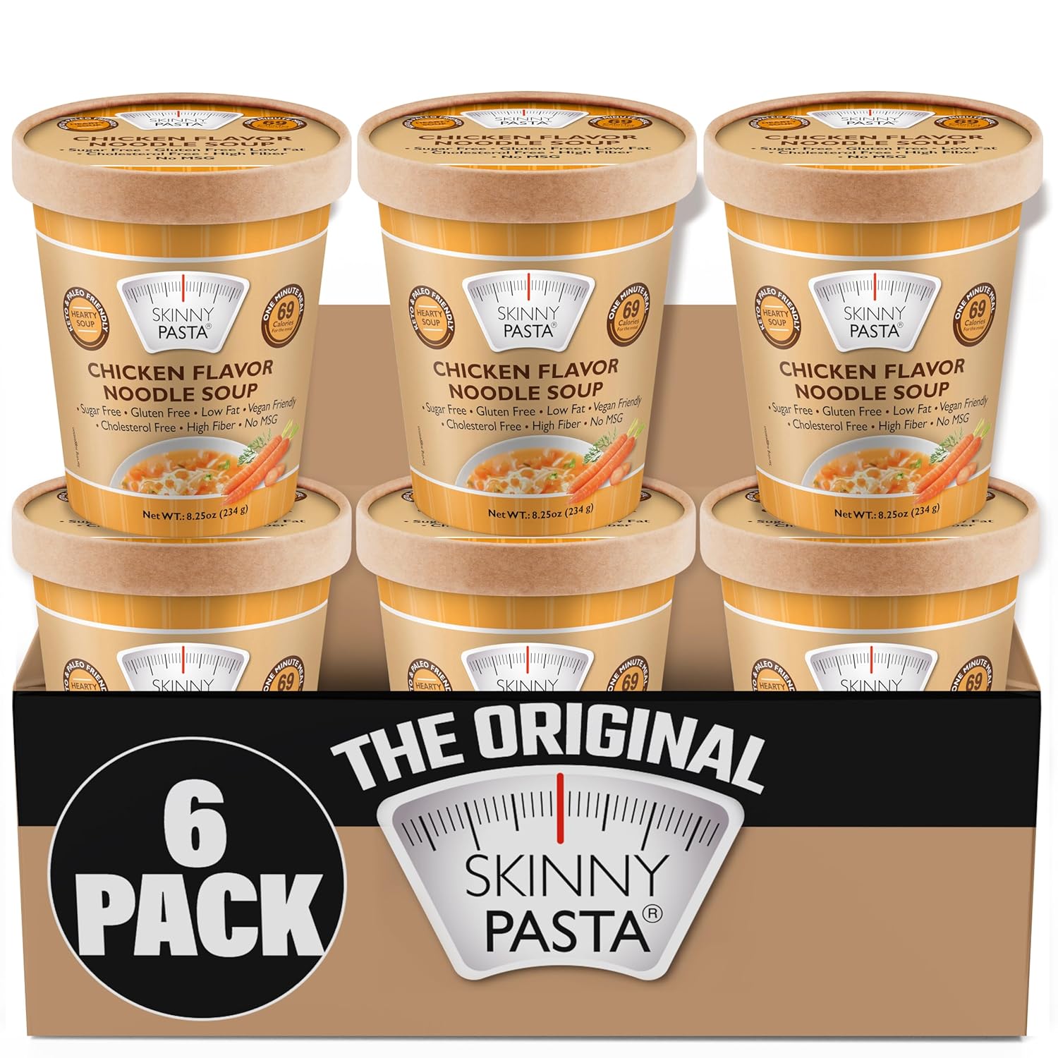SKINNY PASTA Chicken Soup - Healthy Shirataki Konjac Noodles - Low Carb Keto Pasta, Vegan, Gluten-Free, 6 Pack