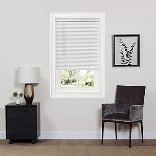 Cordless Room Darkening Mini Blind - 35 Inch Width, 64 Inch Length, 1" Slat Size - Pearl White - Cordless GII Deluxe Sundown Horizontal Windows Blinds for Interior by Achim Home Decor