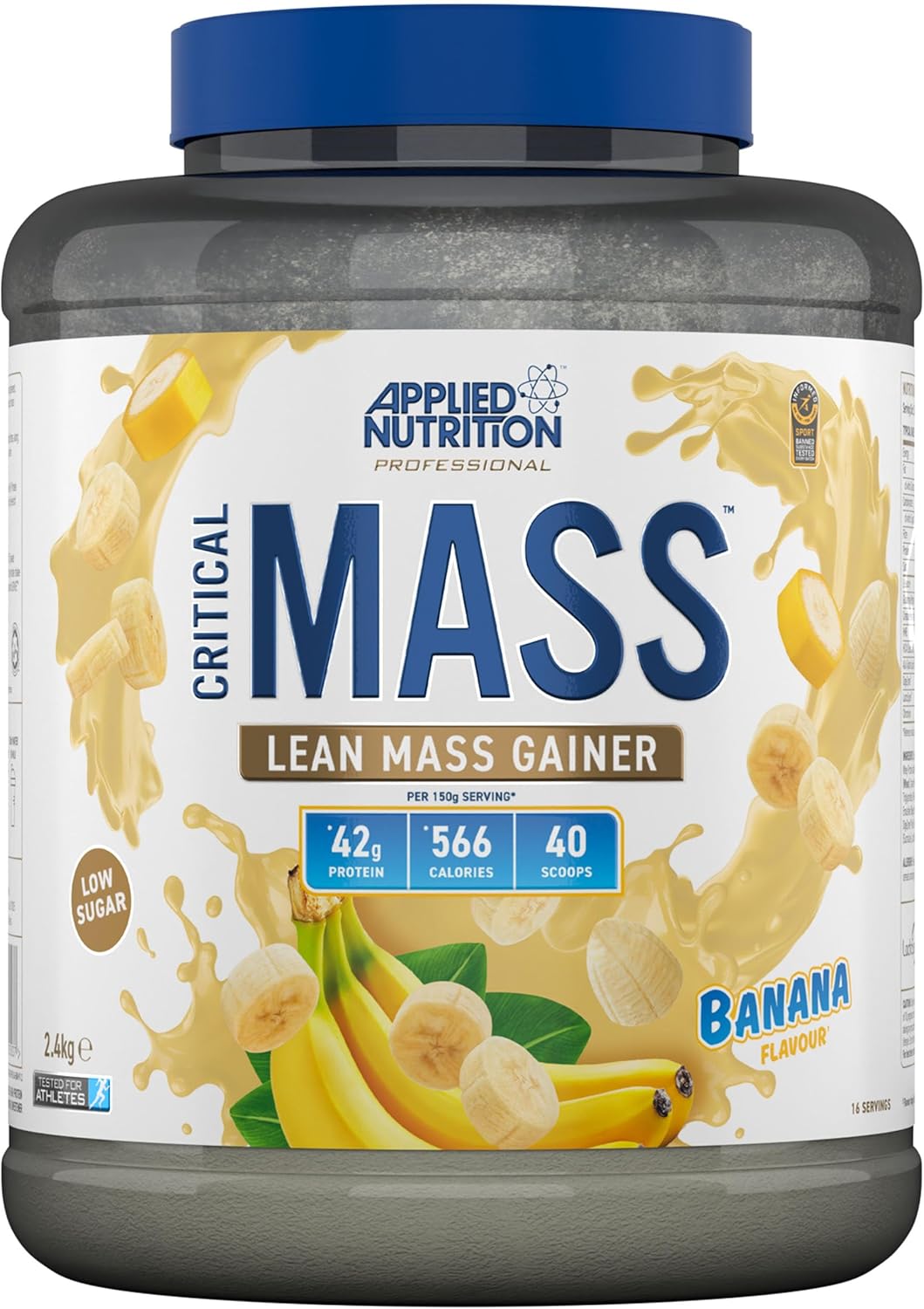 Applied Nutrition Critical Mass Professional - Weight Gain Protein Powder, High Calorie Weight Gainer, Lean Mass (2.4kg - 16 Servings) (Banana)
