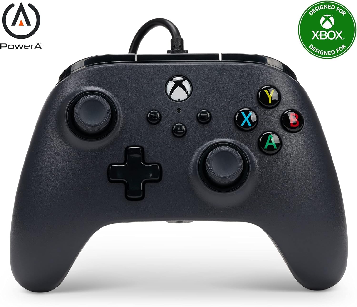 PowerA Wired Controller For Xbox Series X & S, Xbox One, PC, Windows 10 & 11, Dual Rumble Motors, Detachable 10ft USB Cable, 3.5mm Stereo Headset Jack, Official: Black