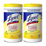 Lysol Disinfectant Wipes Multi-Surface Antibacterial Cleaning Wipes For Disinfecting and Cleaning Lemon and Lime Blossom 80 Count (Pack of 2)