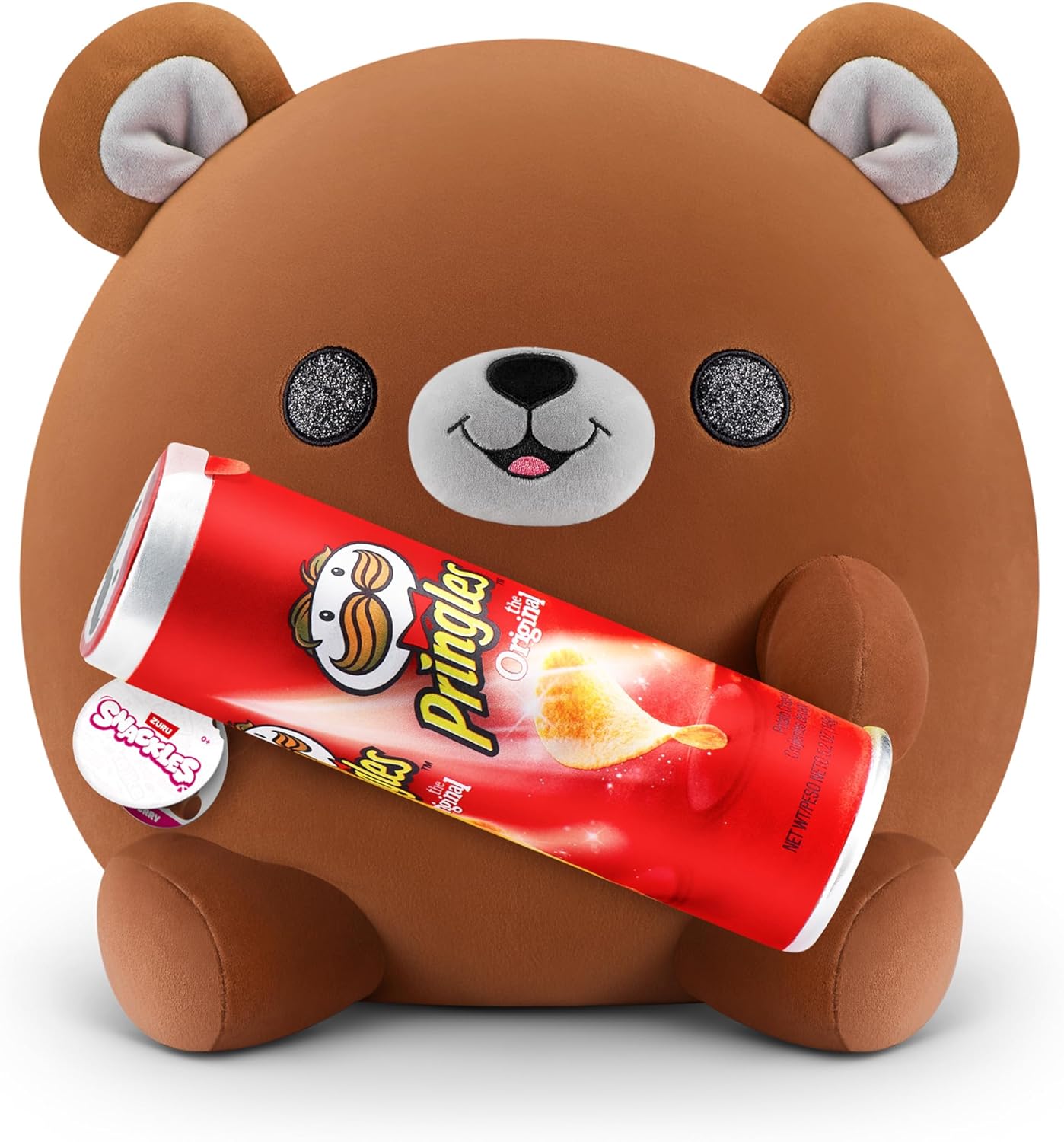 Snackles Super Sized 35 cm, Bear (Pringles), by ZURU Cuddly Squishy Comfort 35 cm Plush with License Snack Brand Accessory (Bear)