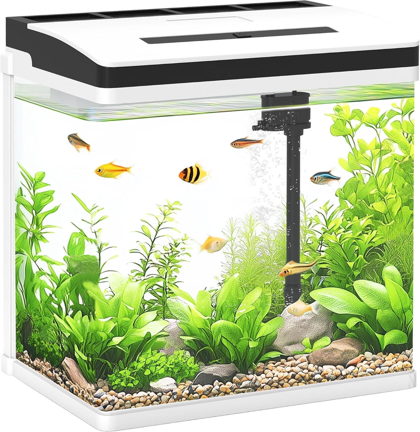 PawHut Aquarium 13L Glass Fish Tank w/Filter, LED Lighting, Water Pump