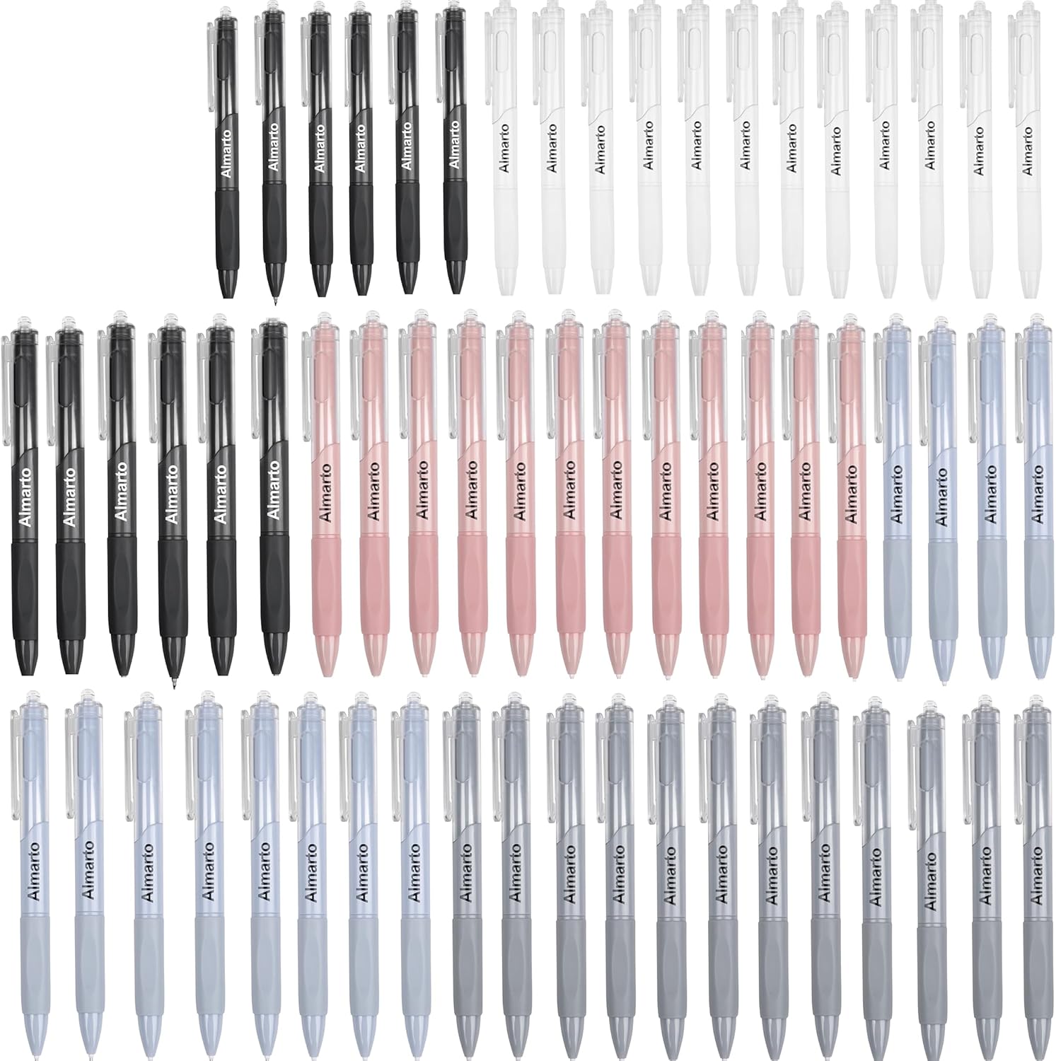 Rkqoa Aesthetic Pens Bulk, 60 Pack 0.5mm Ballpoint Gel Black Ink Pens Retractable Fine Point No-Smear Smooth Writing Pens, Cute Art Office School Supplies Christmas Gifts for Women Kids