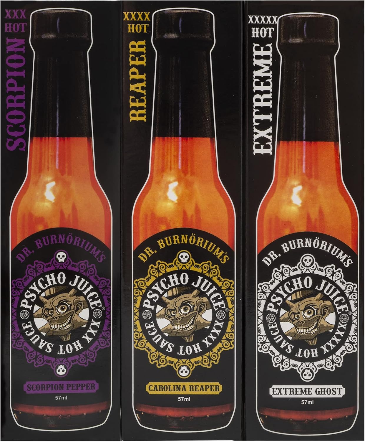 Psycho Juice Mini Three Pack Hot Chilli Pepper Sauce 3 x 59ml Bottles