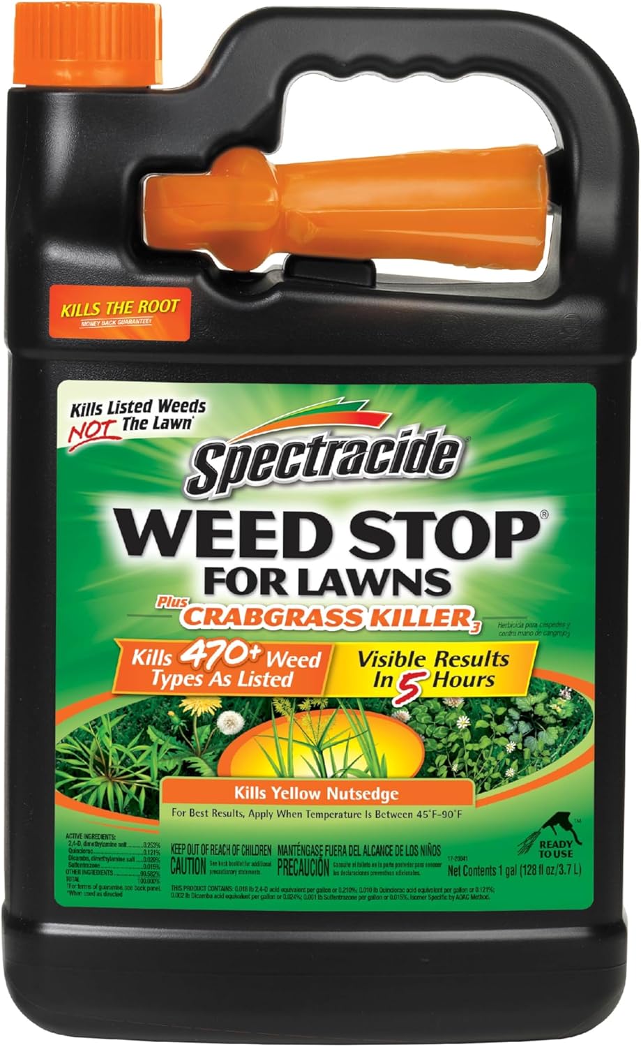 Spectracide Weed Stop For Lawns Plus Crabgrass Killer, 1 Gallon, Ready-To-Use Formula Kills More Than 470 Types Of Weeds As Listed Including Dandelion, Chickweed, Clover, Crabgrass And Yellow Nutsedge