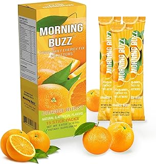 Morning Buzz Energy Powder Drink - Energy Boost Drink Mix - Sugar-Free Energy with Antioxidants - Morning Kickstart and Sports Nutrition Endurance Product - 15 Servings, Orange Burst, 4 Ounces