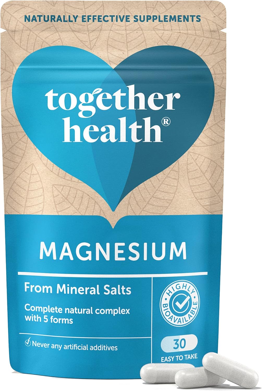 Marine Magnesium – Together Health – from Natural Marine Salts – 5 Natural Forms of Magnesium – Vegan Friendly – Made in The UK – 30 Vegecaps