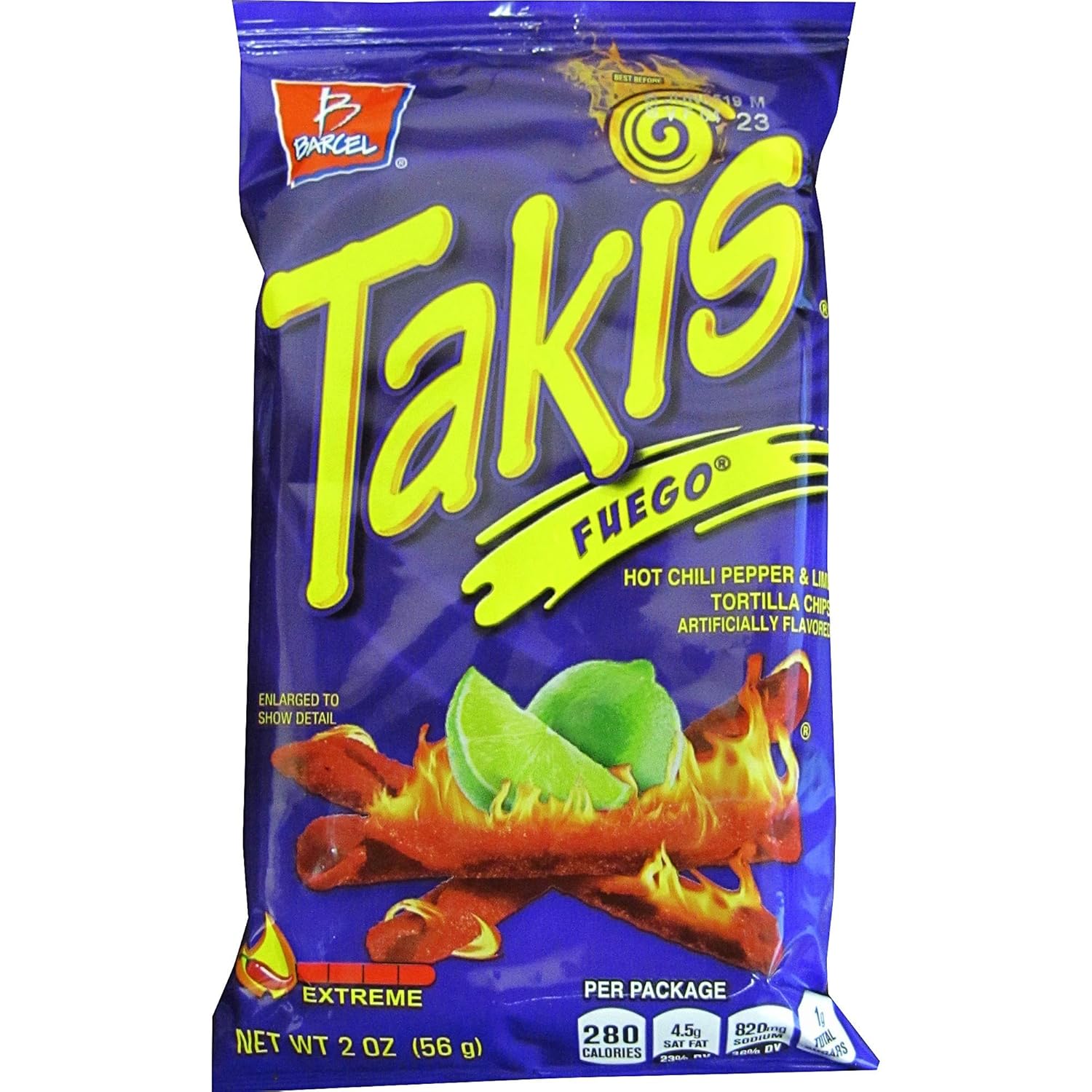 Takis, BEL00276, Fuego Rolled Tortilla Chips, 42 / Carton (00276)