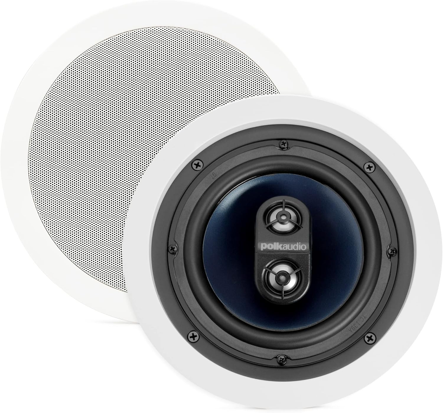 Polk Audio RC6s in-Ceiling 6.5" Stereo Speaker, Dual Channel from a Single Location, Great for Damp, Humid Placement, (White, Paintable Grille)