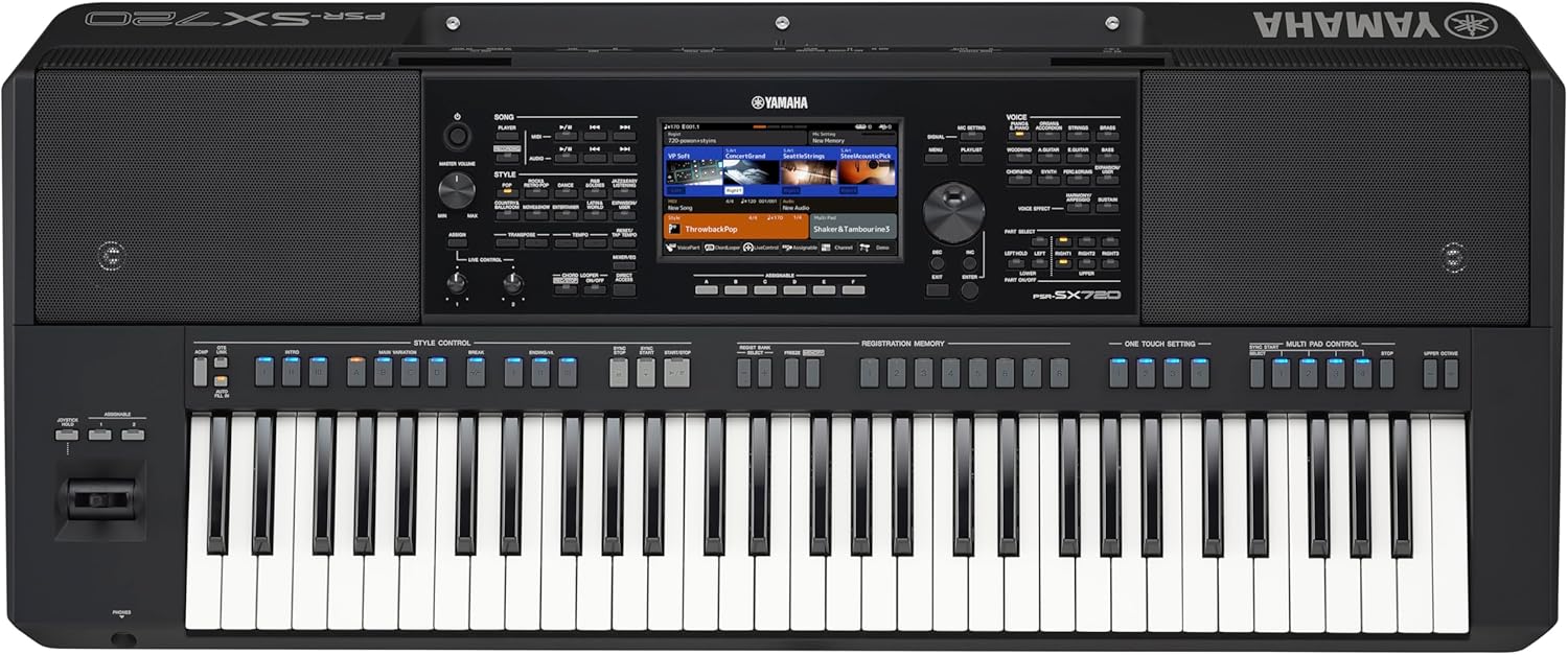Yamaha 61-Key Arranger Keyboard, Multiple Styles and Voices, Assignable Live Control Knobs PSRSX720