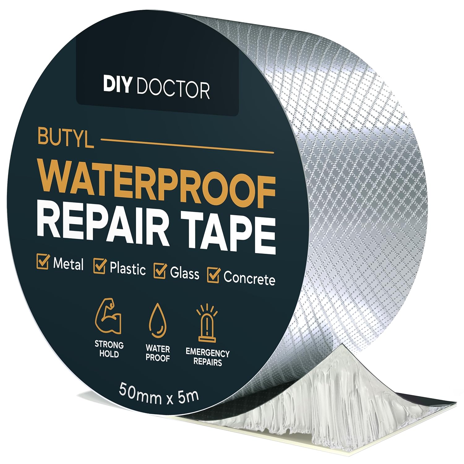 DIY Doctor Waterproof Tape for Leaks – 1 Pack of 50mm x 5m - Butyl Roof Sealant Tape - Outdoor Waterproof Repair Tape with Aluminium Foil