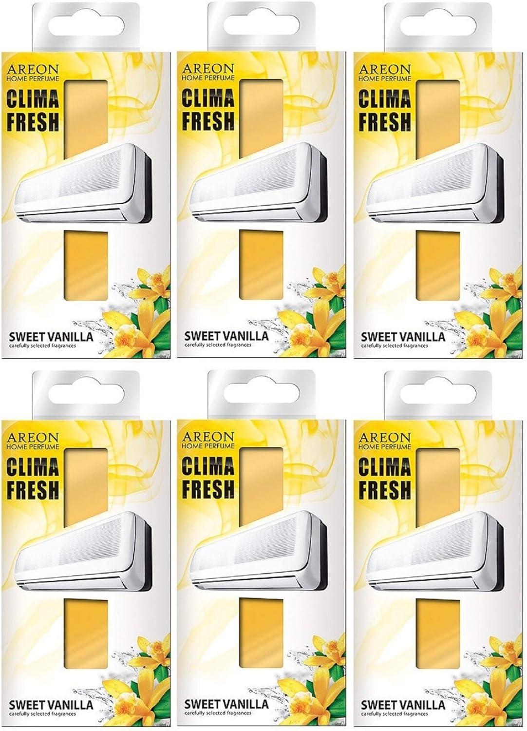 Areon Clima Air Freshener Home Conditioner Sweet Vanilla Multi Pack Set of 6