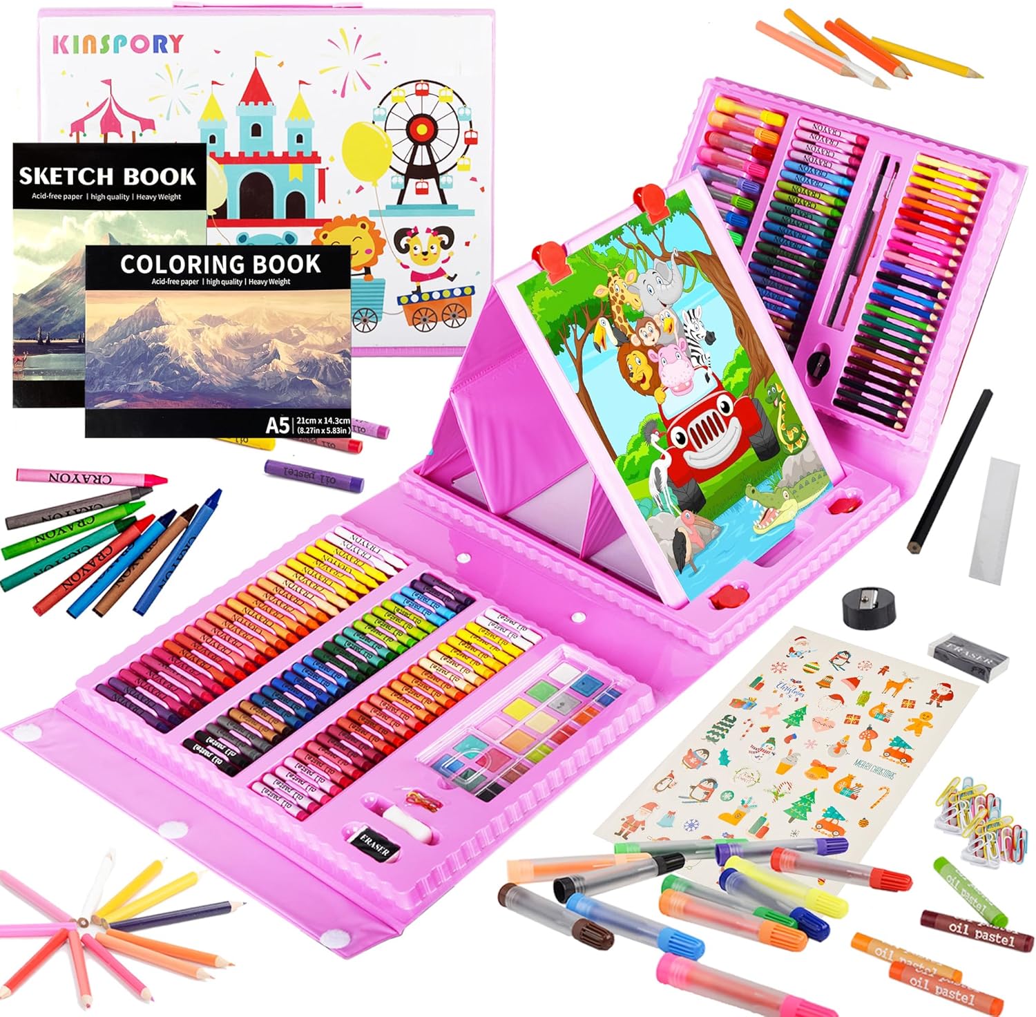 KINSPORY 290 PCS Art Set for Kids, Deluxe Coloring Drawing Art Supplies Case Gift for Teens Boys Girls 4 5 6 7 8 9 10 11 12