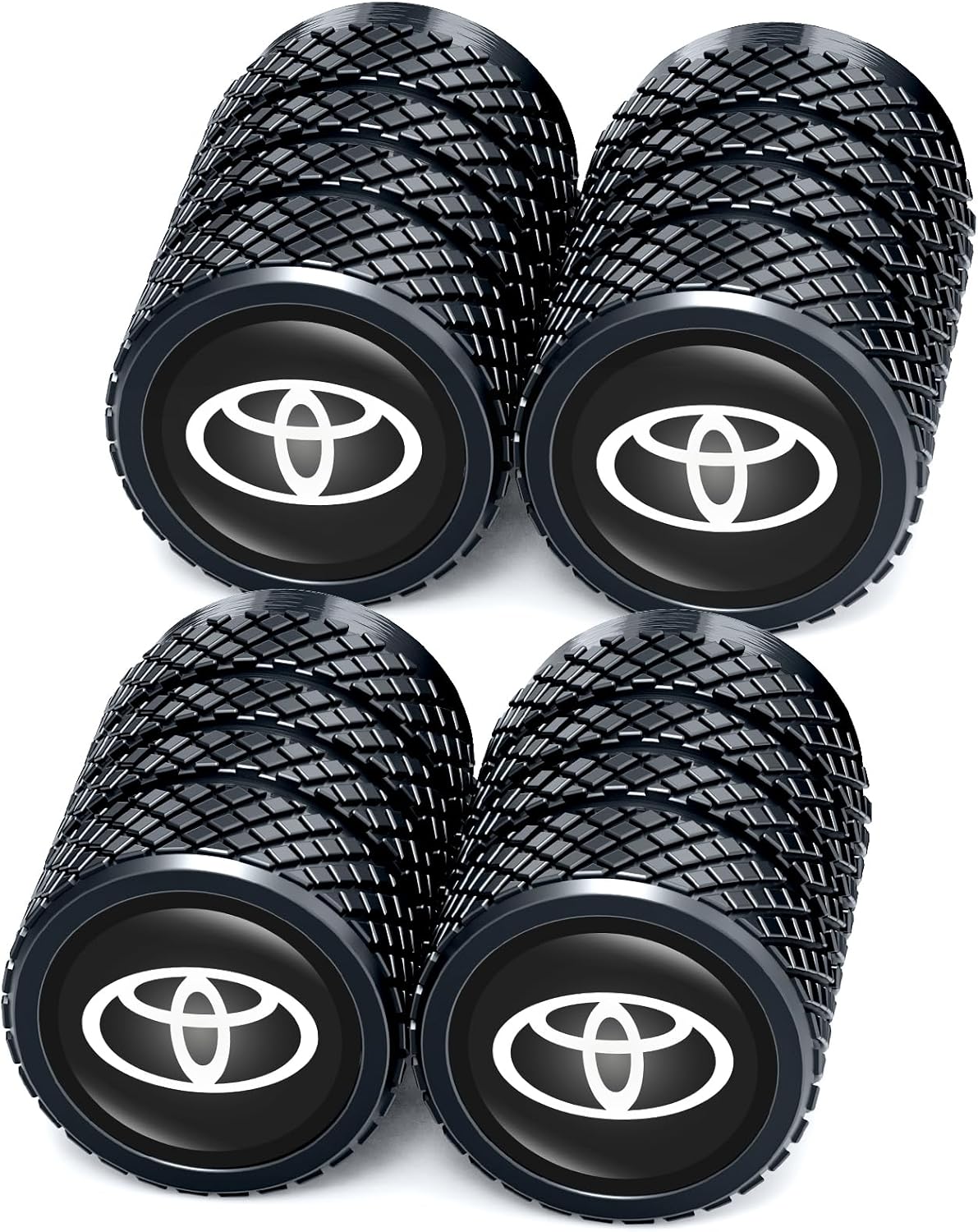 Tire Valve Caps, Copper, Black, Vehicle Specific Fit (Toyota, Corolla, RAV4, Highlander), Passenger Car, Automotive Valve Stem Caps