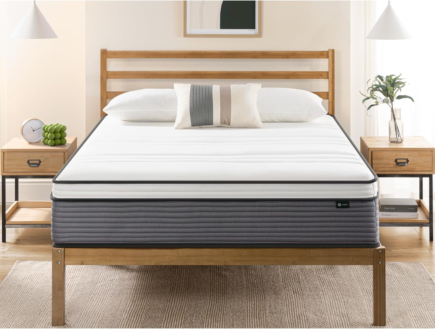 ZINUS 12 Inch True Support Hybrid Mattress [New Version], Queen, Fiberglass Free, Medium Feel, Motion Isolation, Certified Safe Foams & Fabric, Mattress in A Box