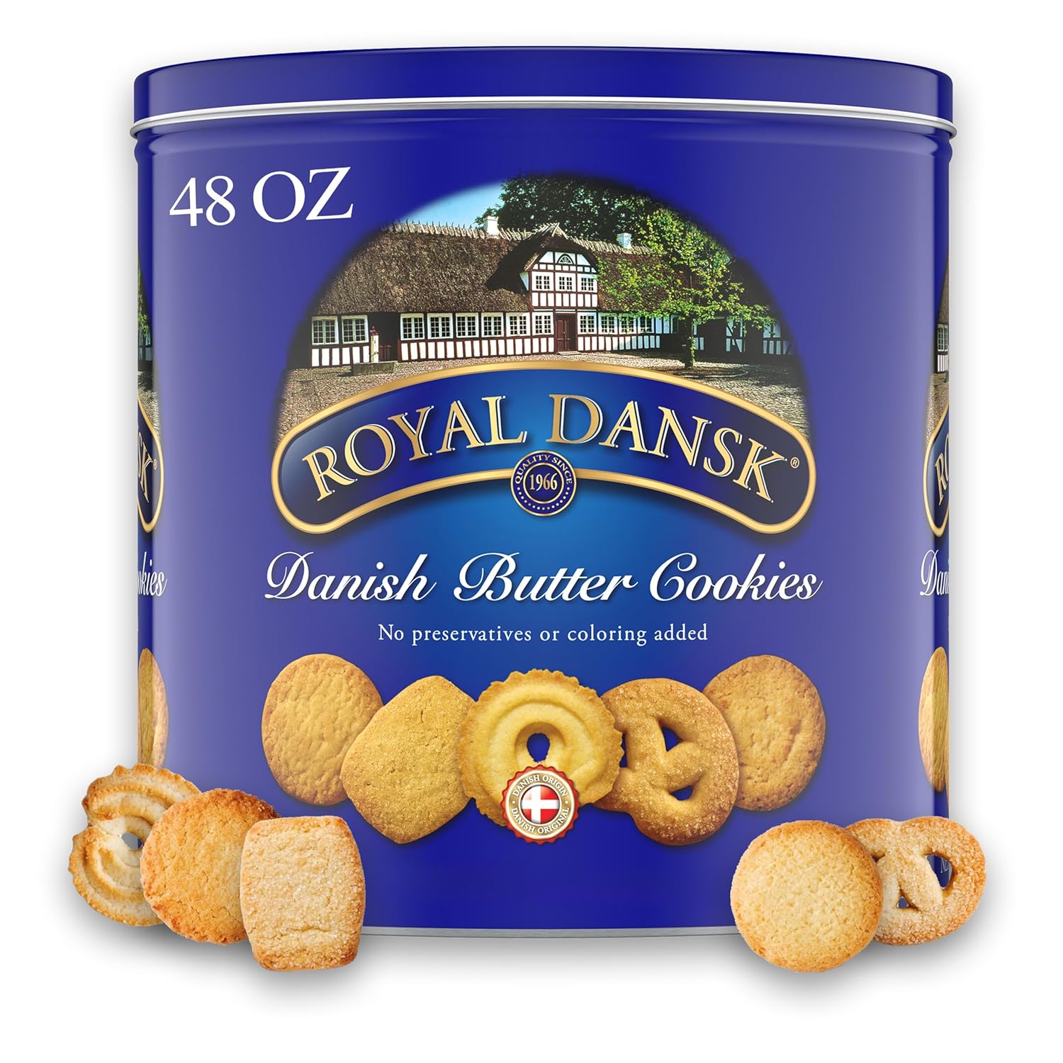 ROYAL DANSK Danish Butter Cookies, 48oz Exclusive Tin, Traditional Assortment, Holiday Gifts, Made with Real Butter, Perfect for Sharing with Recyclable Tin