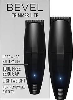 Bevel Beard Travel Trimmer Lite for Men - Black Edition Cordless Trimmer, 4 Hour Rechargeable Battery Life, Tool Free Adjustable Zero Gapped Blade, Barber Supplies, Mustache Trimmer