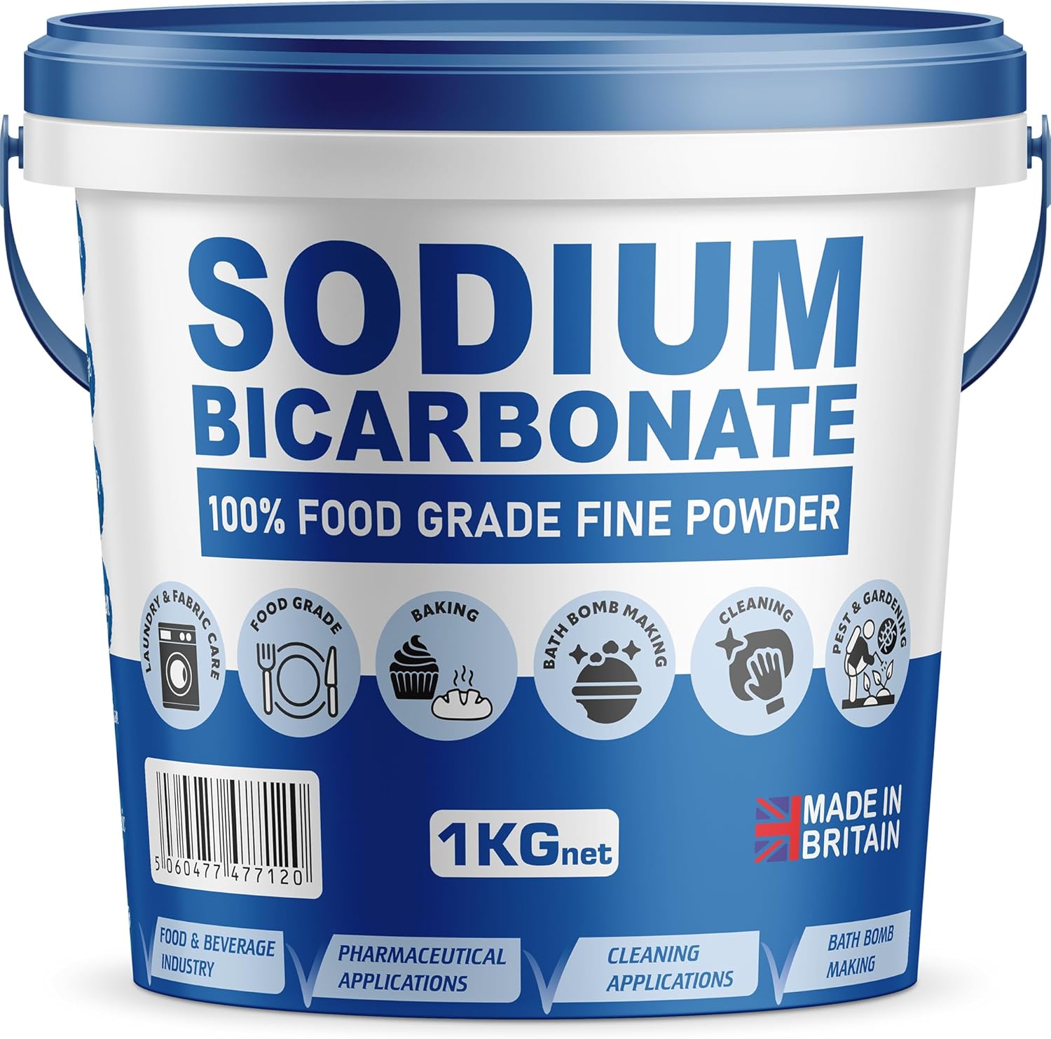 Baking Soda, Sodium Bicarbonate 100% Pure Food Grade Bicarb Bicarbonate Baking Soda Bucket for Cooking, Cleaning, Baking, Bath Bombs, Odours, Teeth MADE in UK by PSN (1KG)