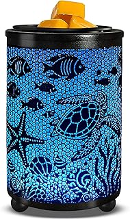 Leyoue Electric Wax Melt Warmer PTC Heating Plate with 7 Colors LED Changing Light Wax Warmer Fragrance Warmer for Home Office Gifts & Decor(Underwater World)