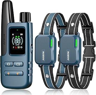 Jugbow Dog Shock Collar 2 Dogs (10-120Lbs) - 3300FT Dog Training Collar with Remote IPX7 Waterproof Electric Collar with 4 Training Modes, Rechargeable e-Collar for Lager Medium Small Dog Cyan Blue