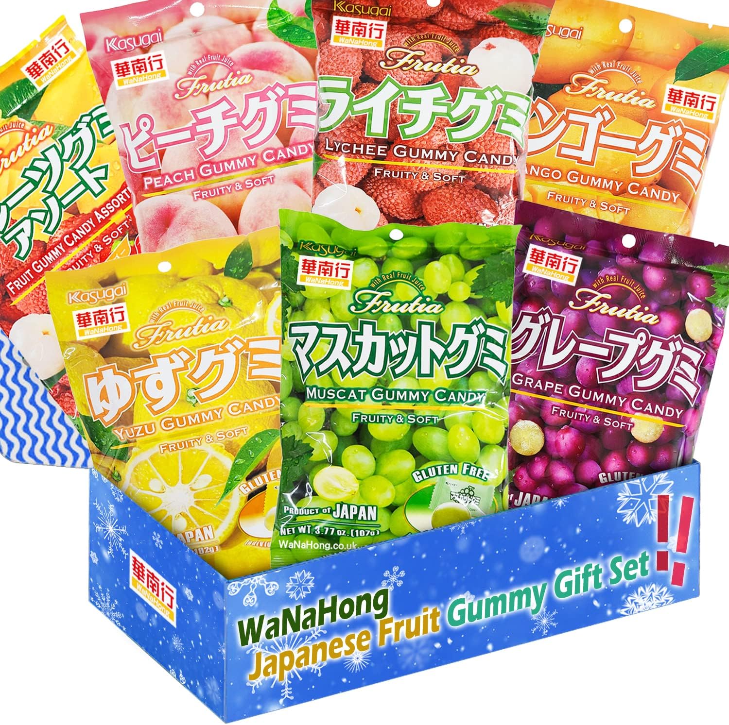 WaNaHong Kasugai Japanese Assorted Fruit Gummy Gift Set (6 Flavours)
