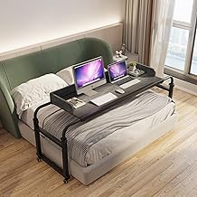 Overbed Table with Wheels Overbed Desk Over Bed Desk King Queen Bed Table Overbed Laptop Table Over Bed Table with Wheels((Gray)