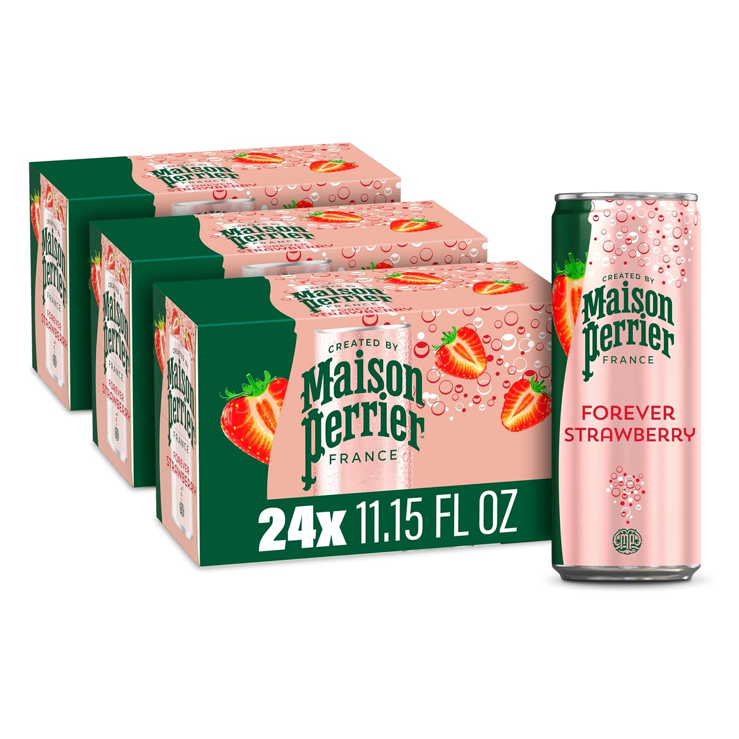 Maison Perrier Forever Strawberry Sparkling Water, 0 Calories, 24 Pack