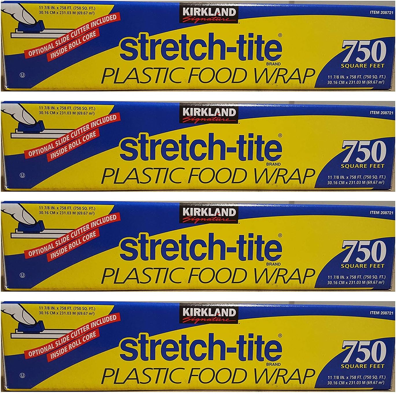 Kirkland Signature Stretch Tite Plastic Food Wrap 11 7/8 Inch X 750 SQ. FT. Pack 4