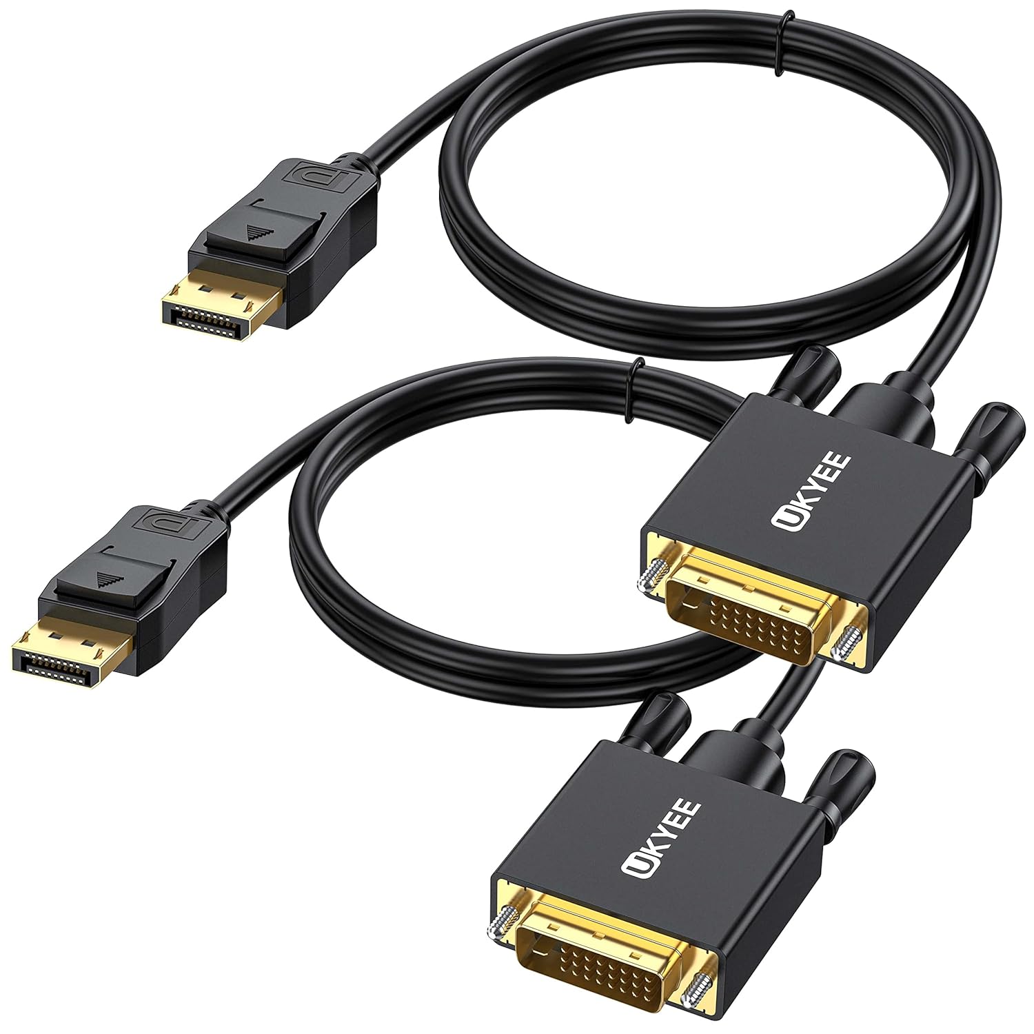 Displayport to DVI Cable 6 Feet/1.83M 2-Pack, Display Port(DP) to DVI-d Male to Male Adapter Cable Compatible with PC, Laptop, HDTV, Projector, Monitor, More- Gold-Plated