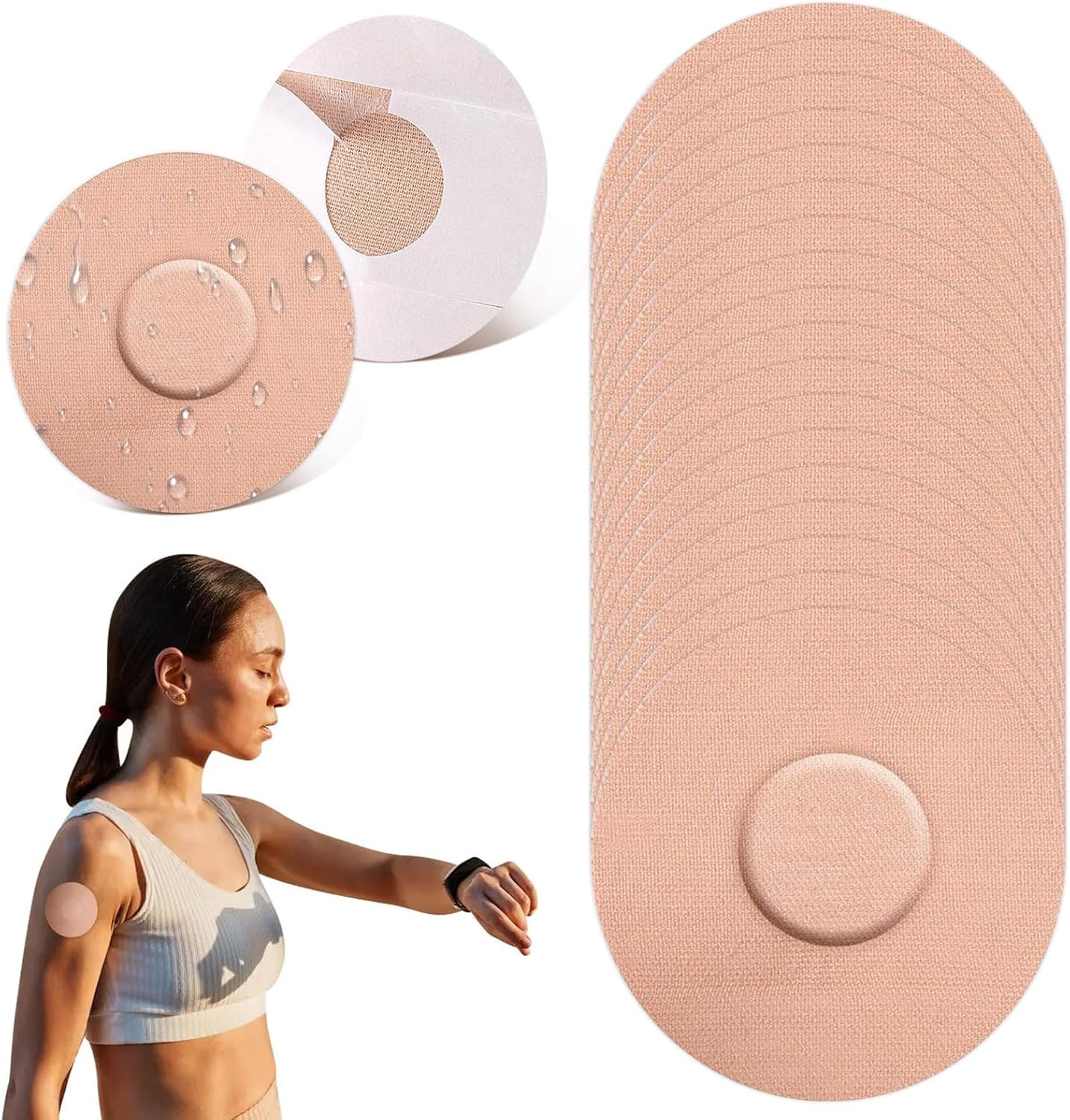 20Pcs Freestyle Libre 2 Plus Sensor Covers, CGM Waterproof Adhesive Patches, Compatible with Freestyle Libre 1/2/3, Breathable Adhesive Glucose Monitor Protector for Sports & Sleep & Swimming