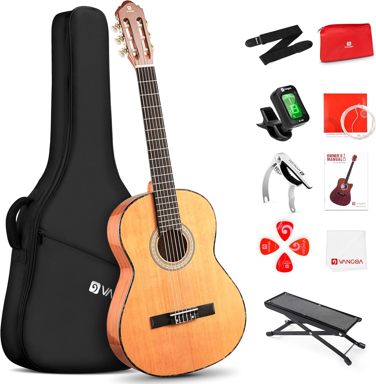 Vangoa Classical Guitar 3/4 Inch Acoustic Classical Guitar, 36 Inch Junior Size Nylon String Guitar Bundle Kit for Beginner Teens, Cedar Top