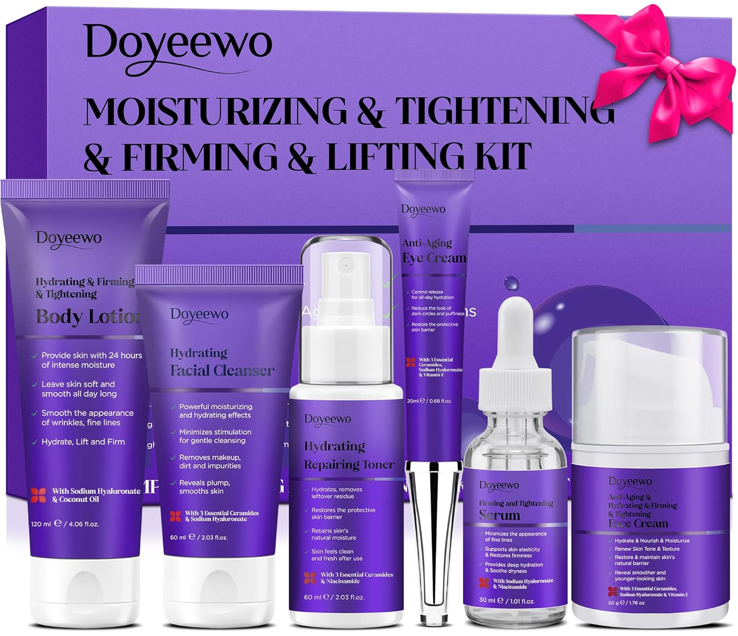 Women Mom Christmas Gifts,Skin Care Set,for Tightening,Firming,Lifting,Moisturizing,Anti-Aging Facial Skin Care Routine Kit,Skincare Gift Sets & Kits Products Stocking Stuffers for Adult Women Wife