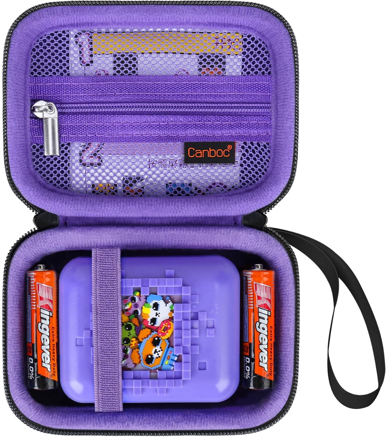 Canboc Hard Carrying Case for Bitzee/Bitzee Disney/Bitzee Magicals Interactive Toy Digital Pet, Virtual Electronic Pets Kids Toys Storage Bag, Black+Purple (Case Only)