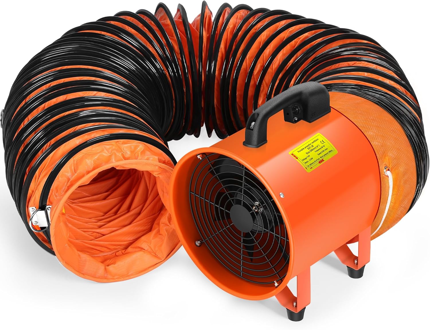 Rengue 10 Inches Utility Blower/Exhaust with 24.6 FT Hose Fan, 3300 r/min High Velocity Low Noise Extraction and Ventilation Fan with Duct Hose