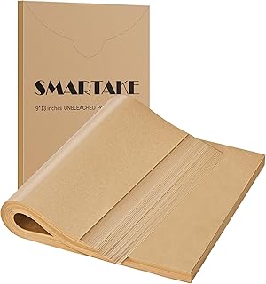 SMARTAKE 300 Pcs Parchment Paper Baking Sheets, 9x13 Inches Non-Stick Precut Baking Parchment, for Baking Grilling Air Fryer Steaming Bread Cup Cake Cookie and More (Unbleached)