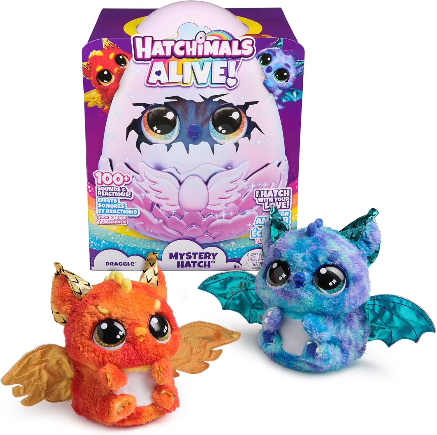 Hatchimals Alive, Mystery Hatch Draggle, Surprise Interactive Toy & Egg with Mist, Lights & Sounds (Styles May Vary), Kids Toys for Girls & Boys