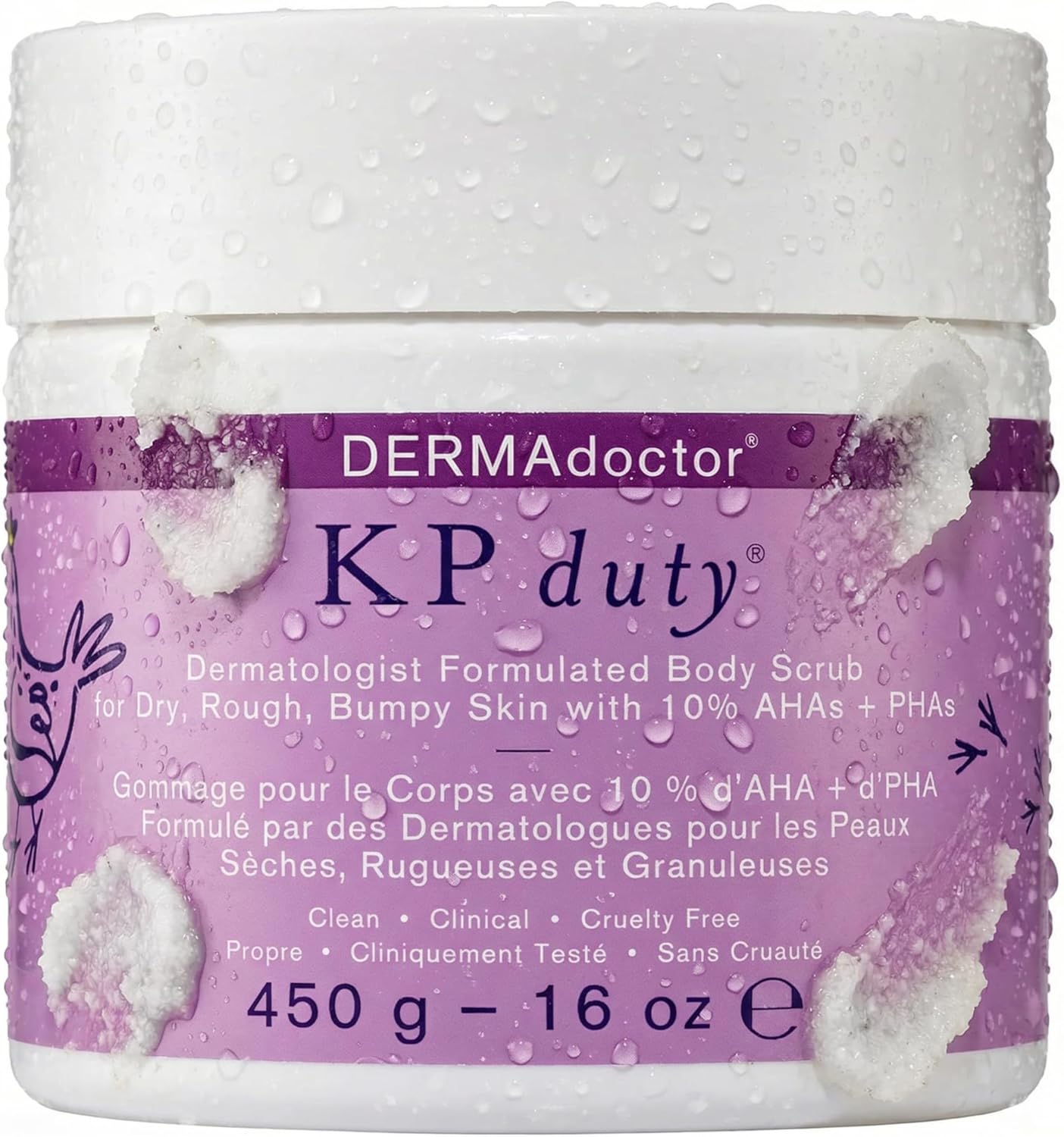 DERMAdoctor KP Bump Eraser Body Scrub Dermatologist Formulated Exfoliant | Keratosis Pilaris Treatment For Dry And Bumpy Skin 10% AHAs + PHAs - 450 Grams