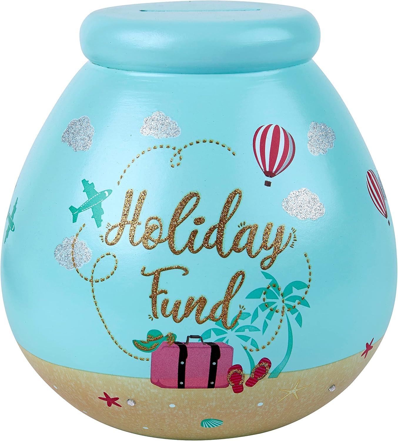 Pot of Dreams Hand Painted Holiday Fund Save And Smash Handcrafted Ceramic Money Box | Eco Freindly & Recyclable Piggy Bank With Message | Decorative Gift and Save for family Vaction & Holiday