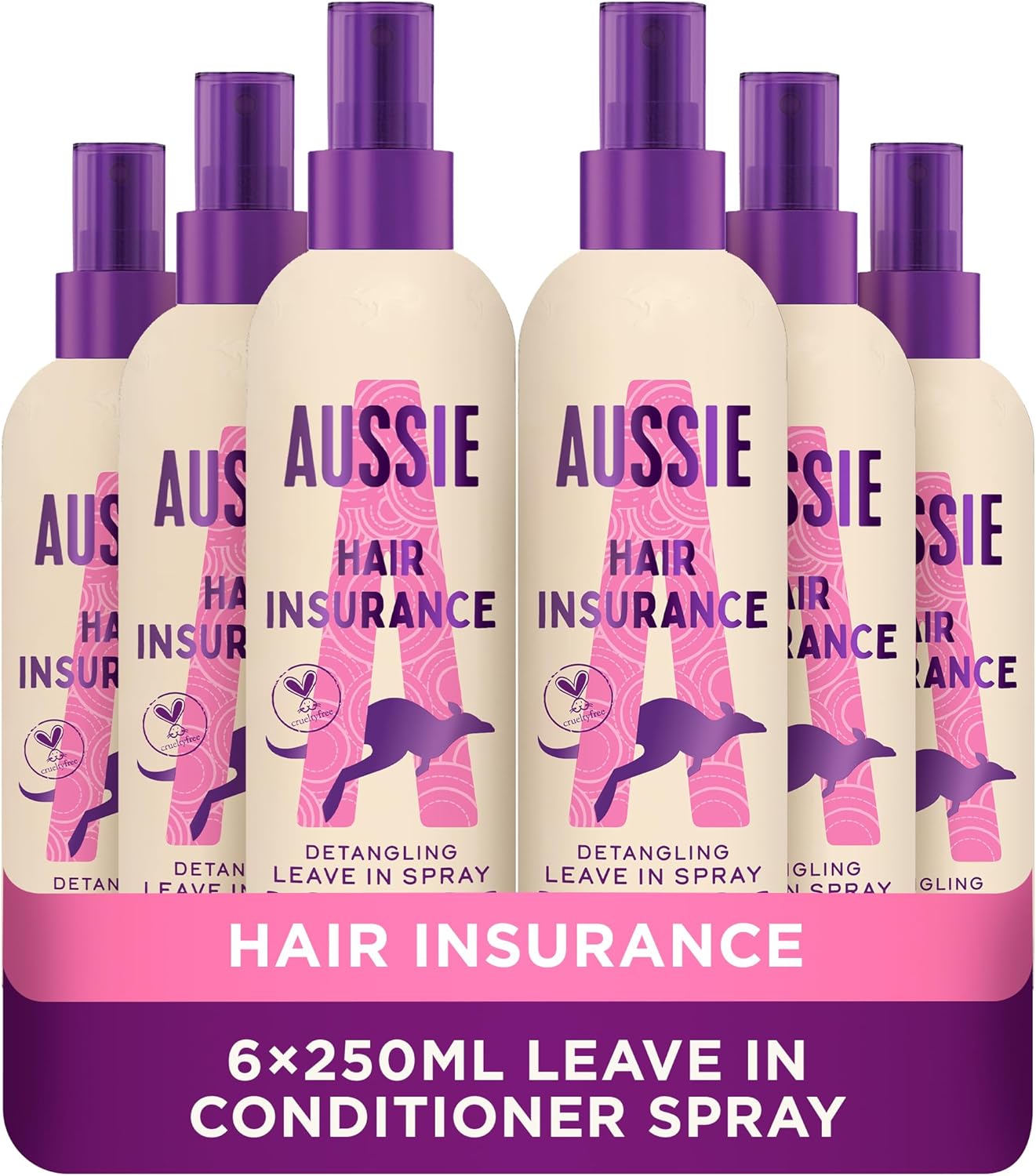 Aussie Miracle Hair Insurance Conditioner Detangler Spray, 6 x 250ml