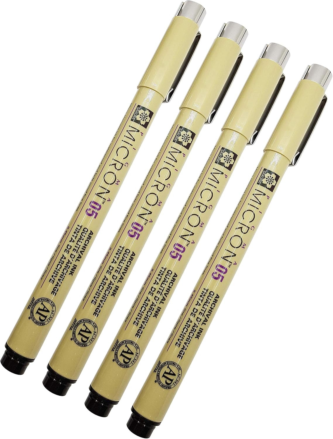 Sakura Pigma Micron 05 Black Pen 0.45mm Line Width Pack of 4 (05)