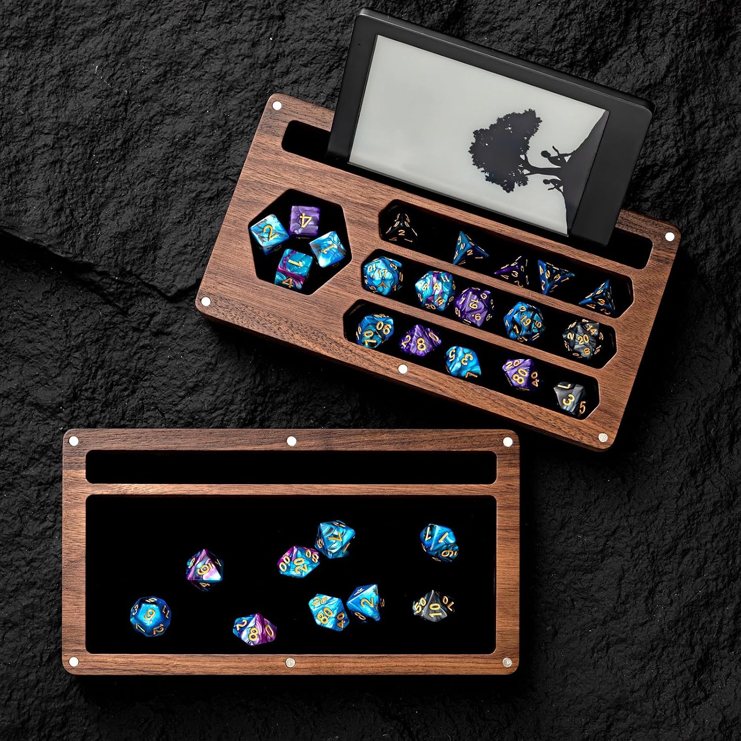 Briwooody Walnut Dice Box for Tabletop RPG Games, Dark Walnut, Regular