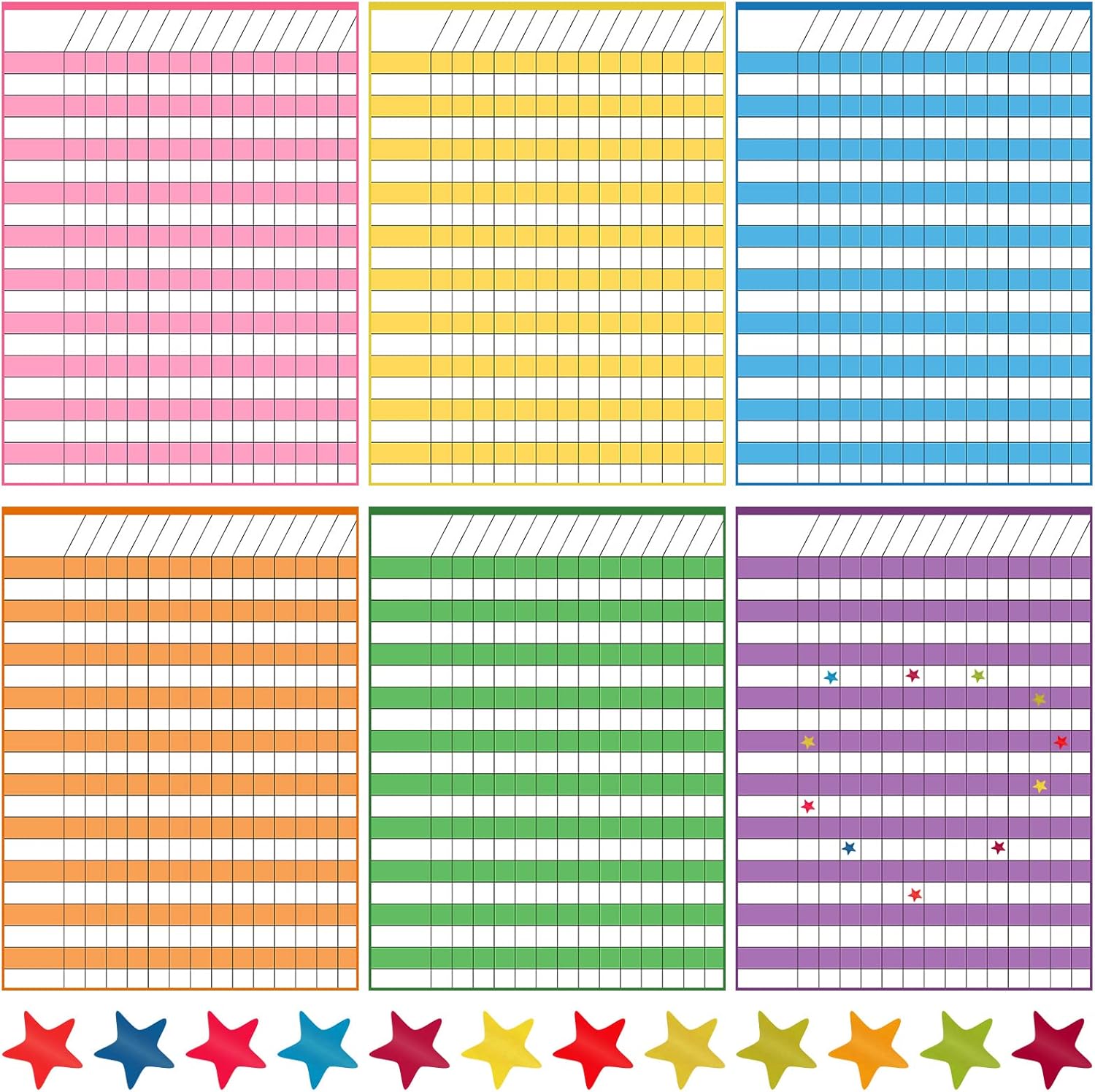 18 Pack Incentive Chart for Classroom Reward Chart for Kids Multi Color Laminated Dry Erase Chart with 1760 Star Stickers Behavior Chart for Learning Classroom School Attendance (Fresh Style)