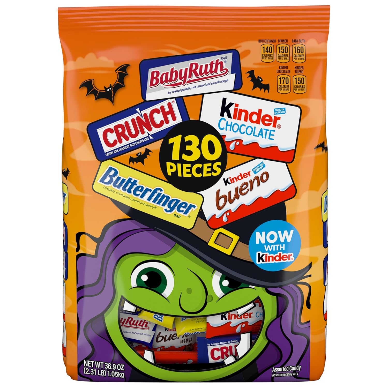 Butterfinger, Kinder and Co Assorted Halloween Chocolate Candy, 130 pieces