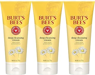 Burt's Bees Face Wash, Deep Facial Cleansing Cream, College Back to School Dorm Essentials, All Natural Cleanser with Chamomile, 6 Ounce (Pack of 3) (Packaging May Vary)