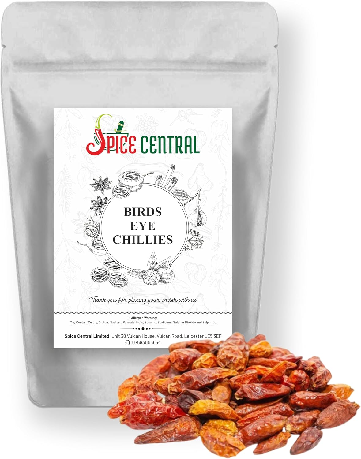 Birds Eye Chillies Chilli Whole Dried (Malawi) Premium Quality 25g-1900g (25g)