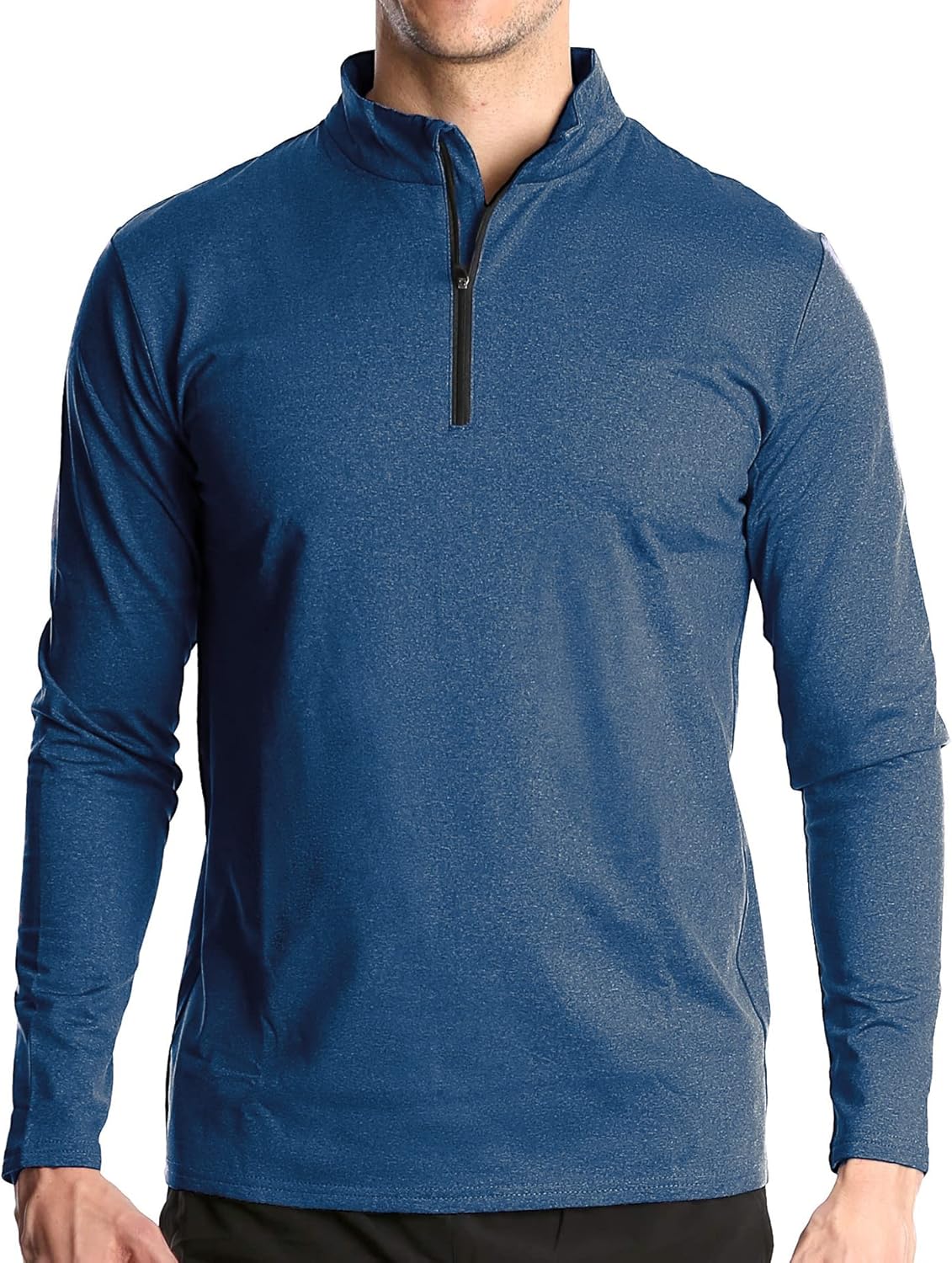 Men's 1/4 Zip Sports Long Sleeve T Shirt Casual Gym Running Quick-Dry Polo Shirts Outdoor Warm Hiking Fishing Tops