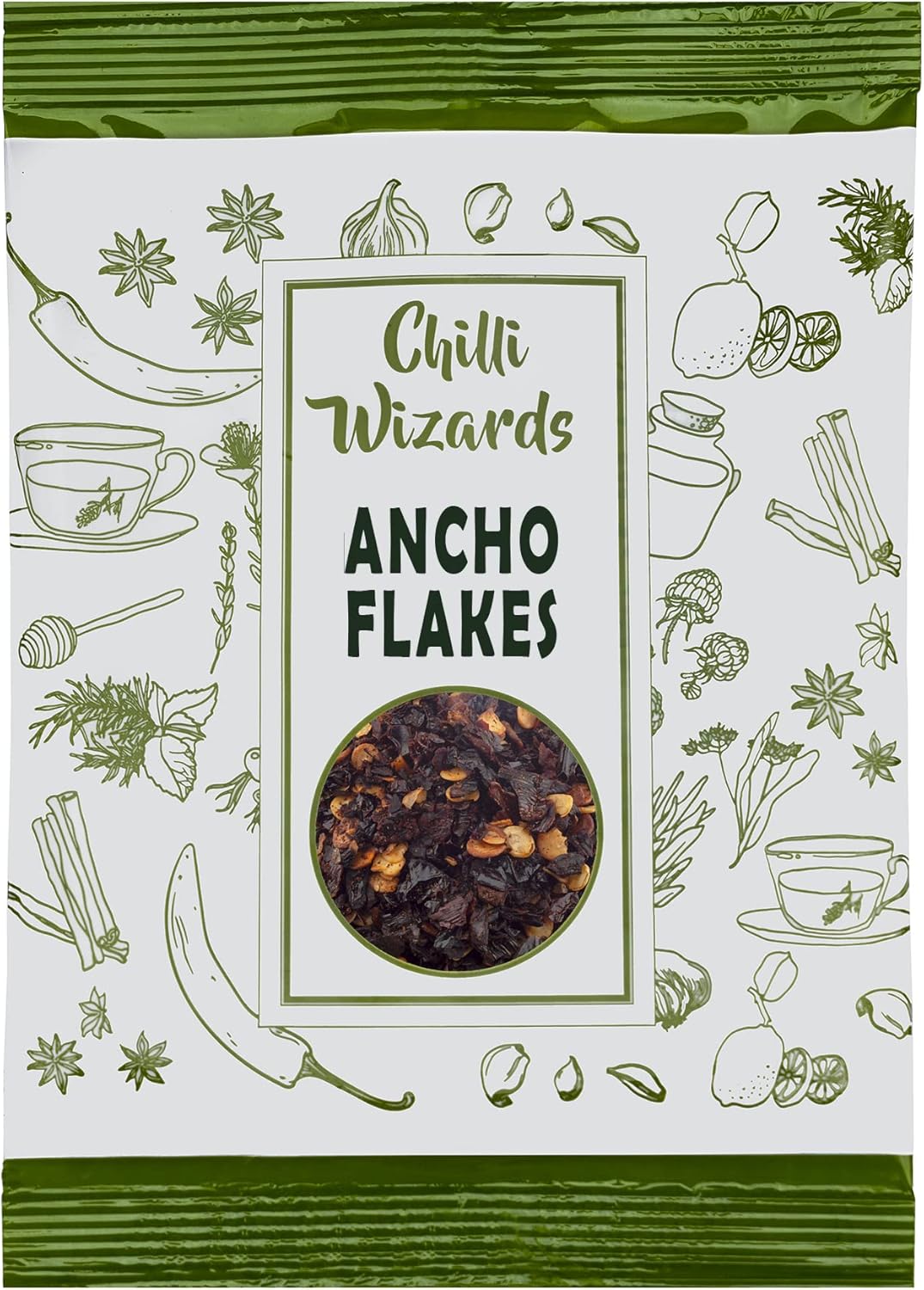 Mexican Ancho Chilli Flakes, Dried Red Peppers, Seasoning 100g