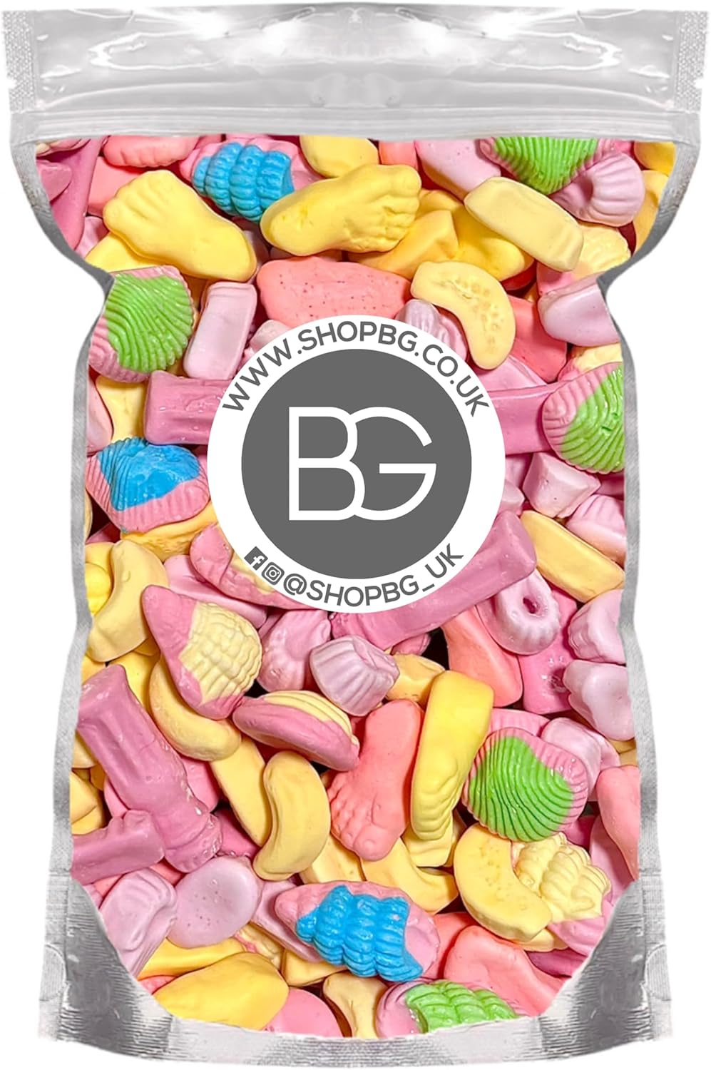 BG Quality Pick & Mix Sweets - Soft Foam Jelly Gummy Mix Shrimps Bananas Shells Milkshakes Feet Sweeties 500g Pouch